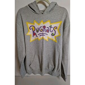 Rugrats Sweatshirt Men's Medium Gray Long Sleeve Nickelodeon Cartoon Hoodie